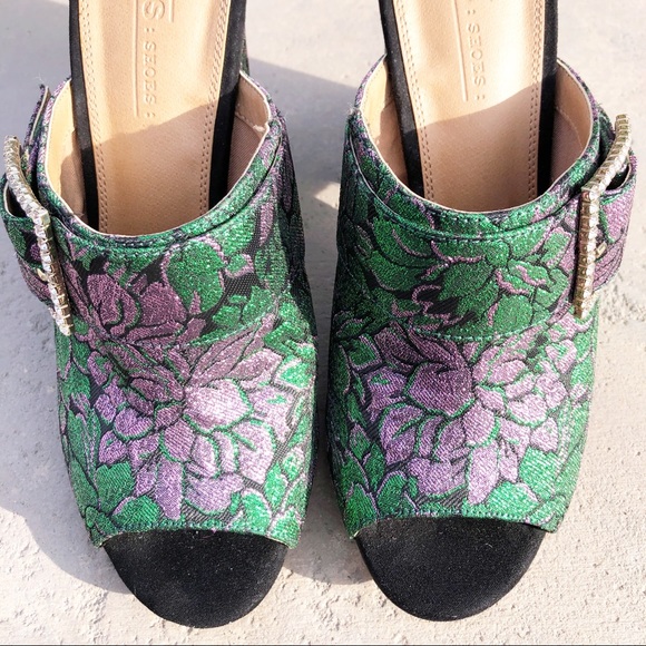 ASOS Flower Heeled Mules Buckle Rhinestone - Picture 11 of 12